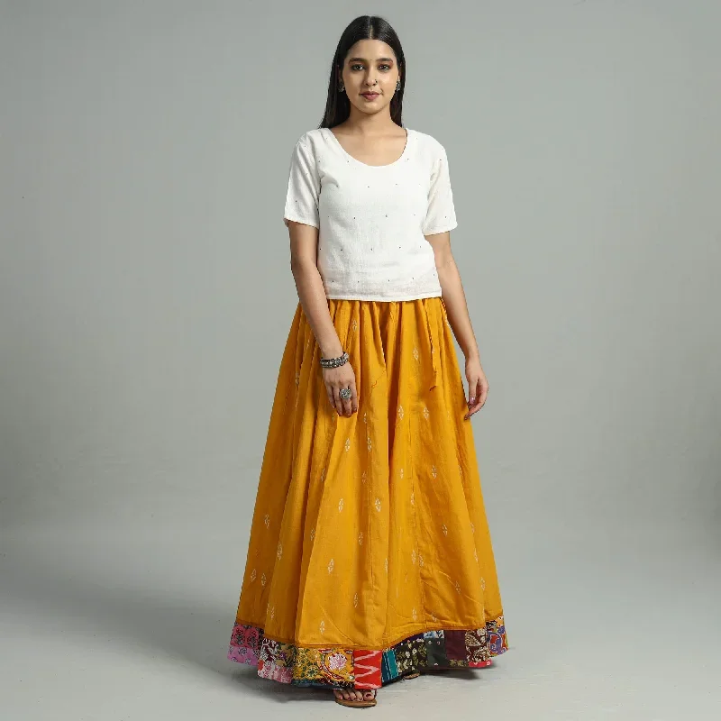 Yellow - Jacquard Patchwork 24 Kali Cotton Long Skirt 28