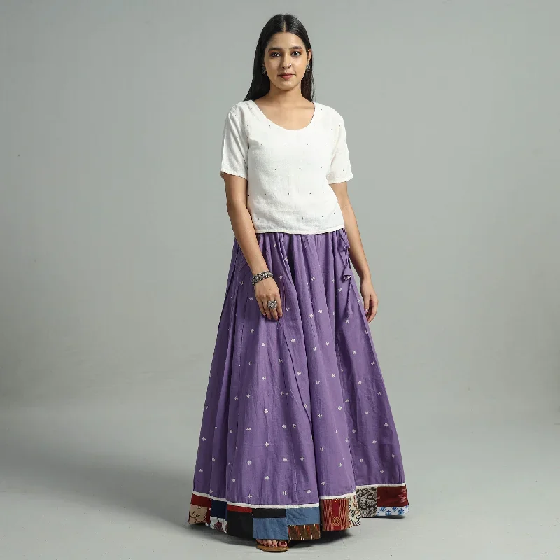 Purple - Jacquard Patchwork 24 Kali Cotton Long Skirt 33