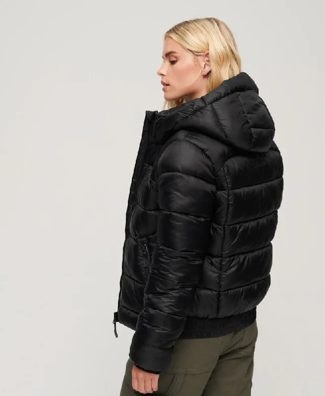 Sports Puffer Bomber Jacket | Black