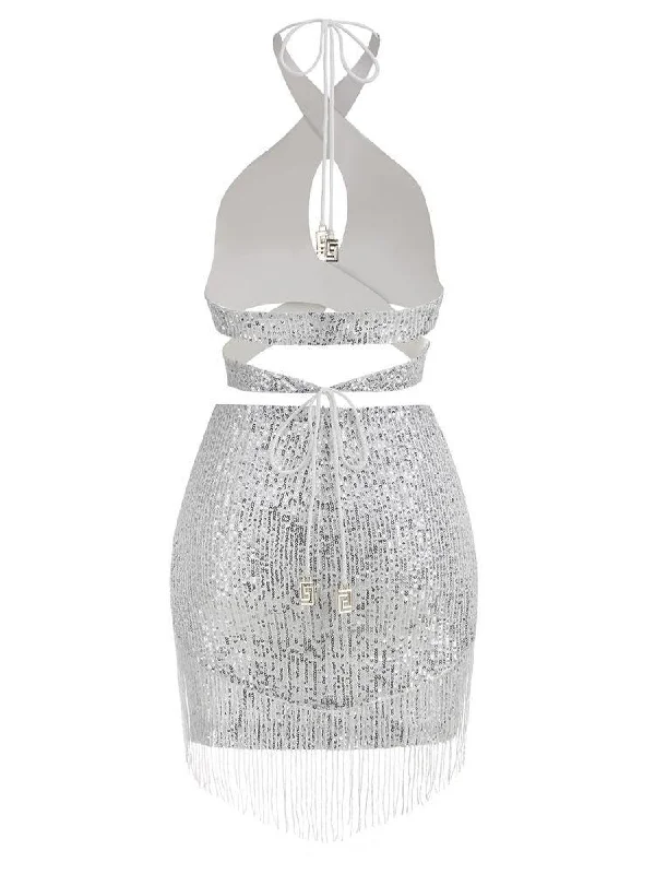 altalune-halterneck-sequin-skirt-set-in-silver