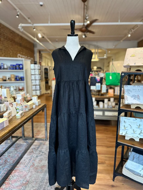 Jac Sleeveless Linen Dress in Black