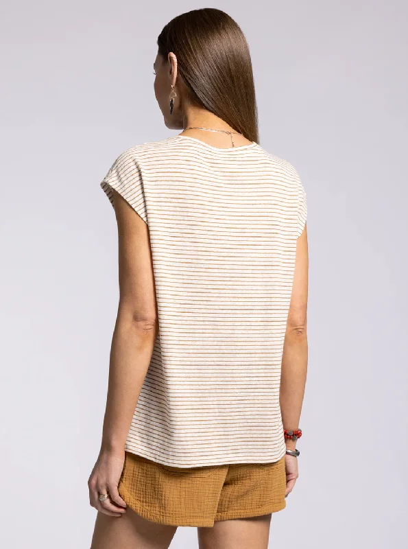 Mae Top in Bone Brown Stripe