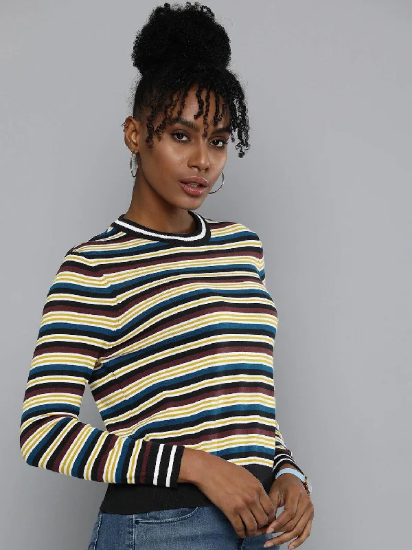 Women's Striped Crew Neck Sweater