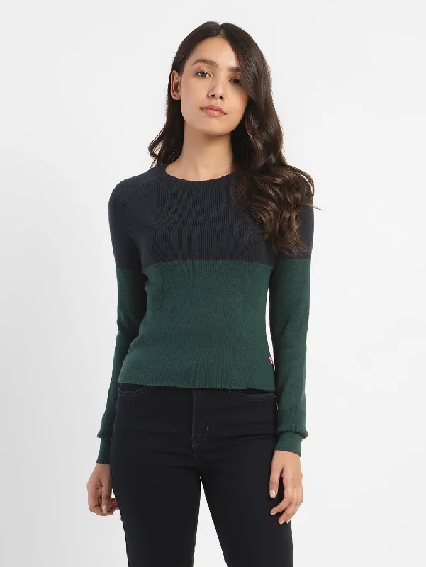 Women's Colorblock Crew Neck Sweater