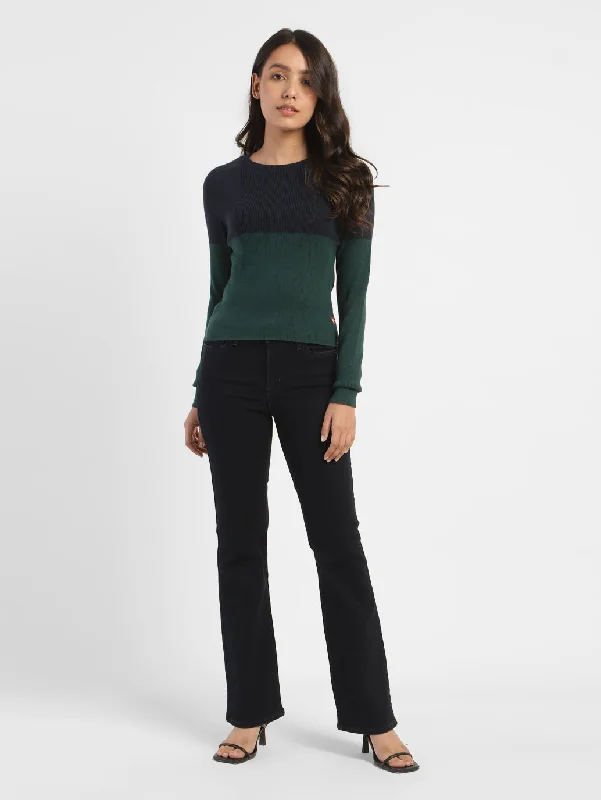 Women's Colorblock Crew Neck Sweater