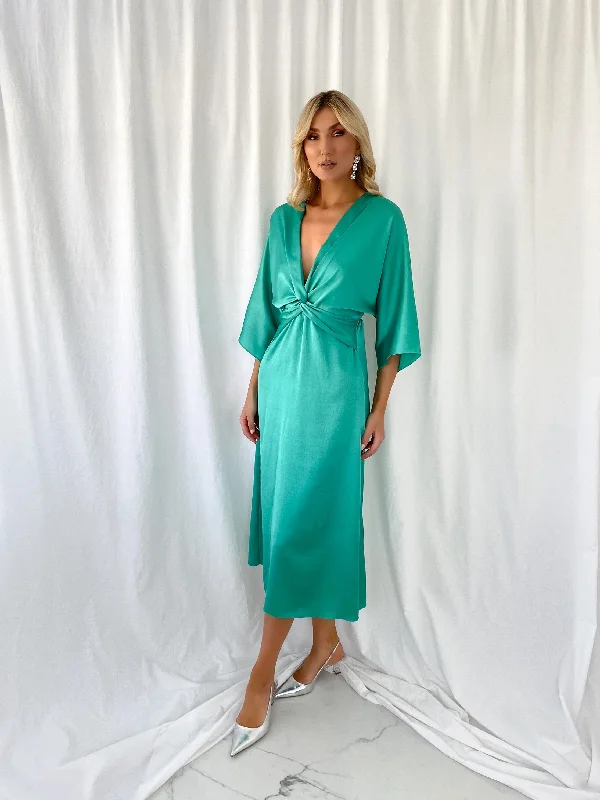 Dorah Satin Maxi Dress - Emerald