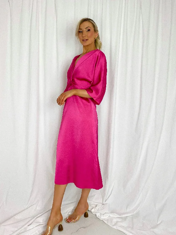 Dorah Satin Maxi Dress - Fuchsia