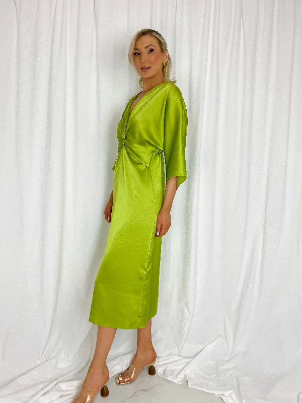 Dorah Satin Maxi Dress - Lime