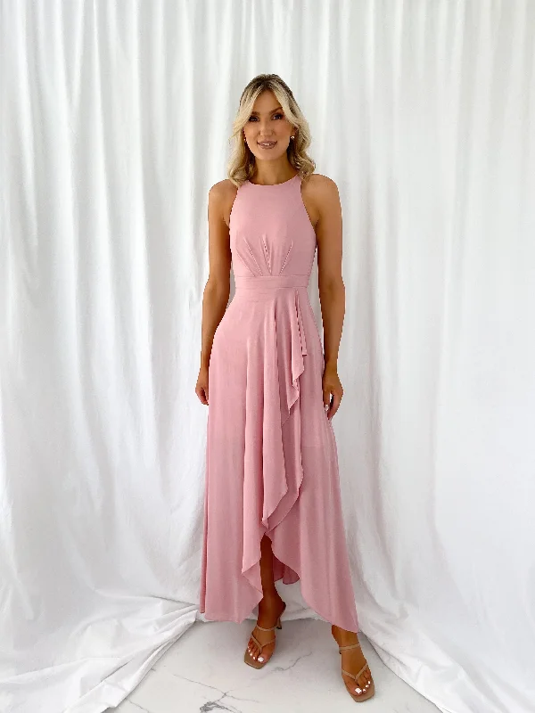 Maria Maxi Dress with Ruffle Skirt - Rose