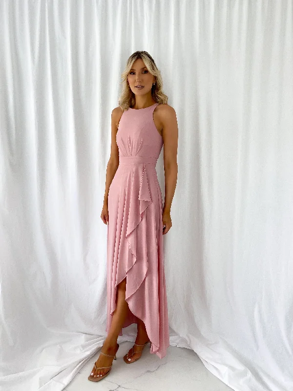 Maria Maxi Dress with Ruffle Skirt - Rose