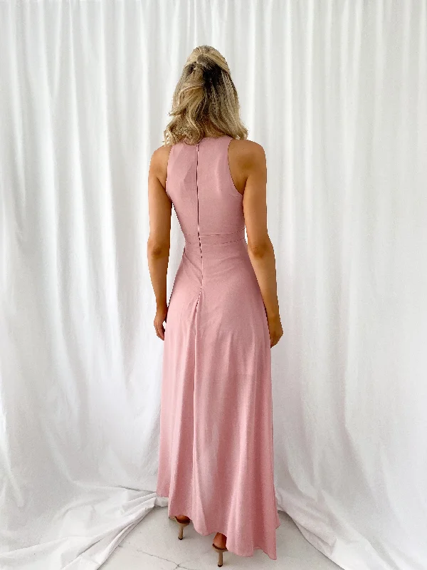 Maria Maxi Dress with Ruffle Skirt - Rose