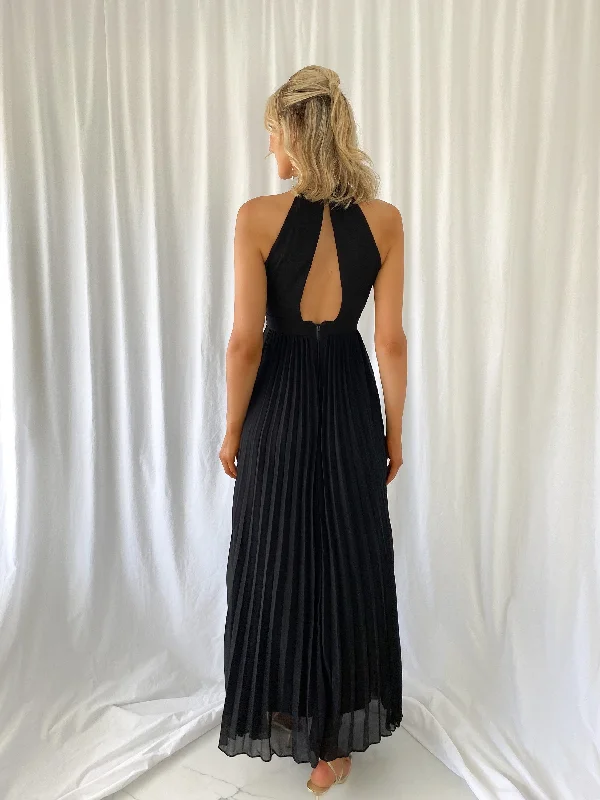 Roxy Pleated Maxi Dress - Black