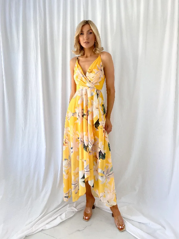 Daisy Floral Maxi Dress - Yellow