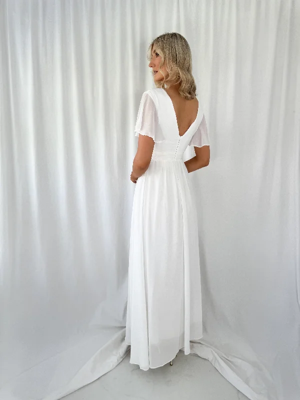 Tacha Short Sleeves Maxi Dress - White