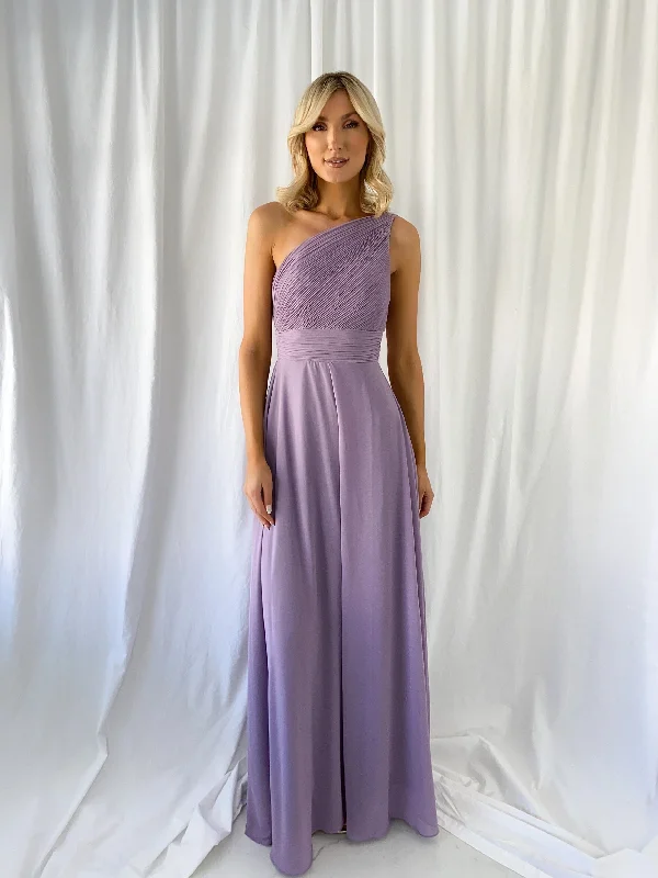 Tracy One Shoulder Draped Top Maxi Dress - Lavender