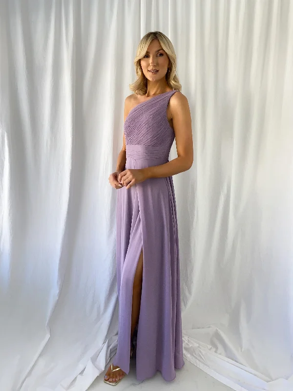 Tracy One Shoulder Draped Top Maxi Dress - Lavender