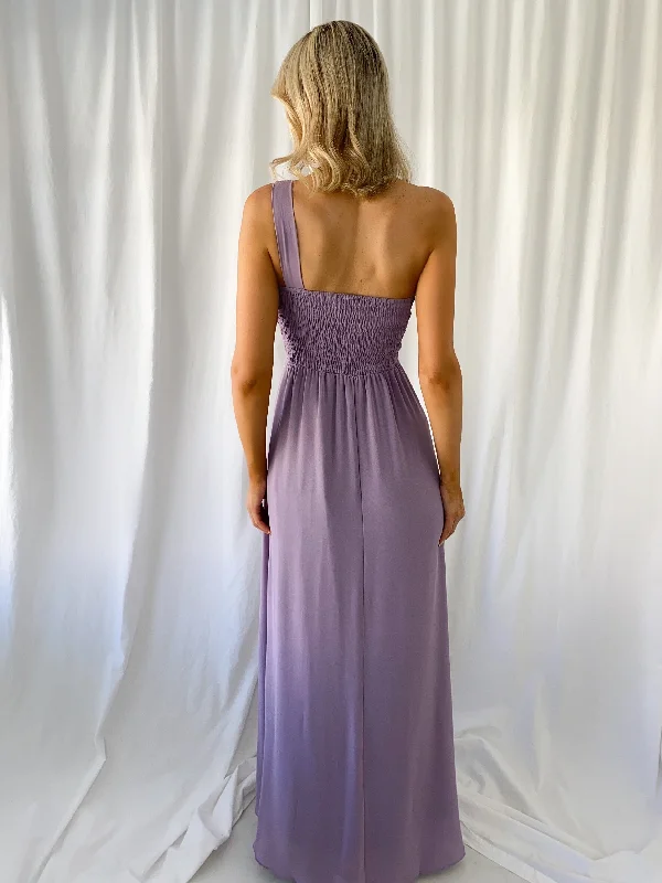 Tracy One Shoulder Draped Top Maxi Dress - Lavender