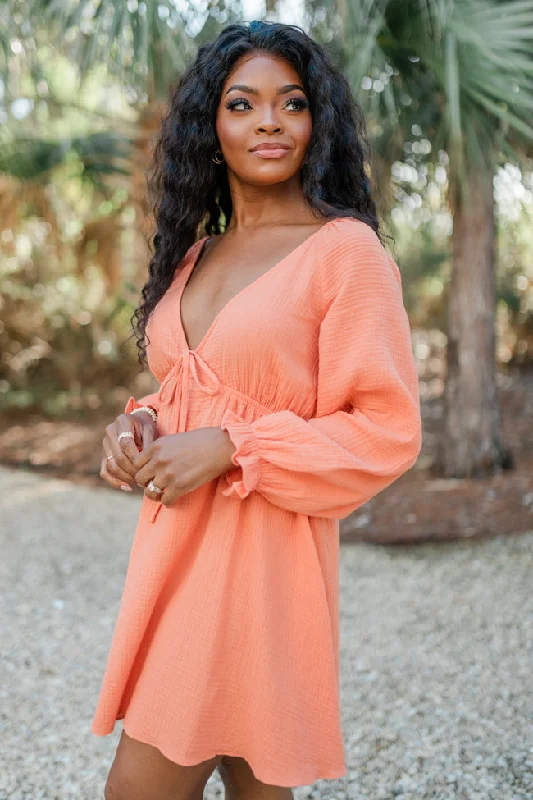 Ultimate Getaway Orange V-Neck Mini Dress FINAL SALE