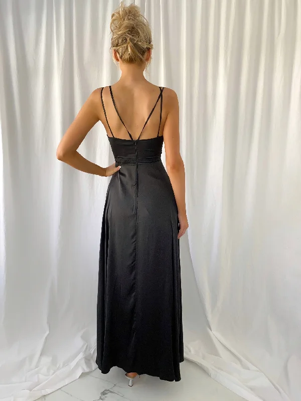 Virginie Strappy Maxi Dress - Black