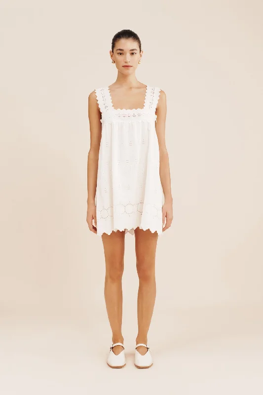 AMELIA SHIFT MINI DRESS - VINTAGE WHITE