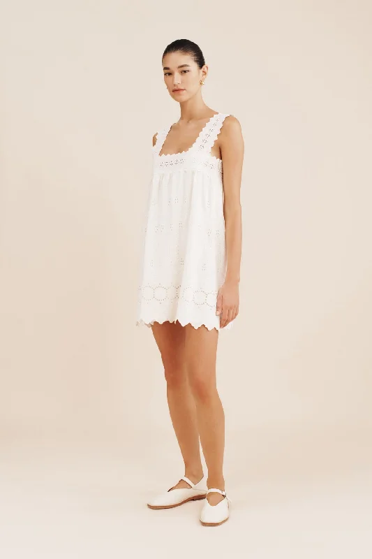 AMELIA SHIFT MINI DRESS - VINTAGE WHITE