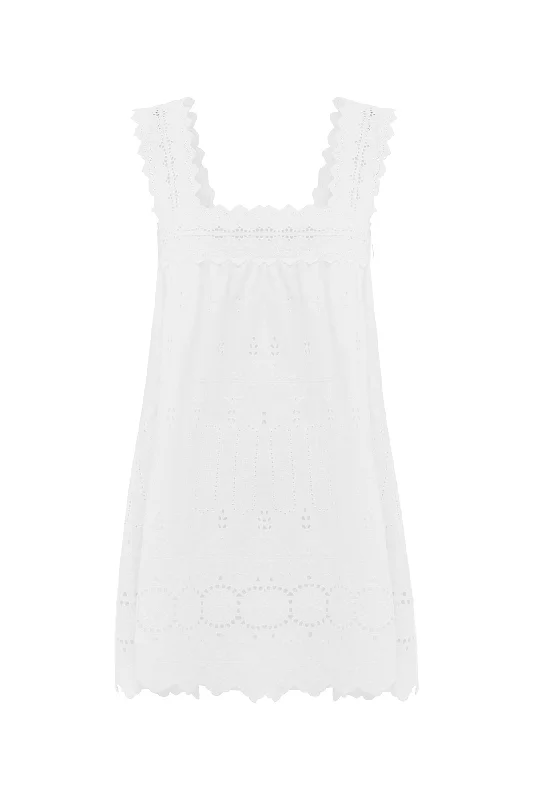 AMELIA SHIFT MINI DRESS - VINTAGE WHITE