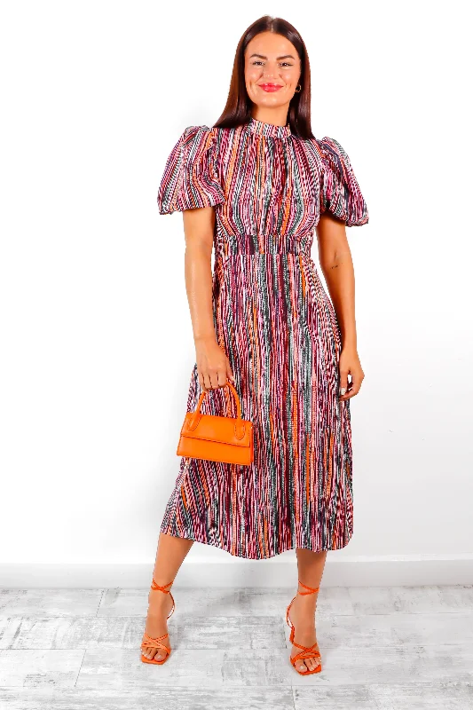 Got The Flower - Multi Striped Midi Dress