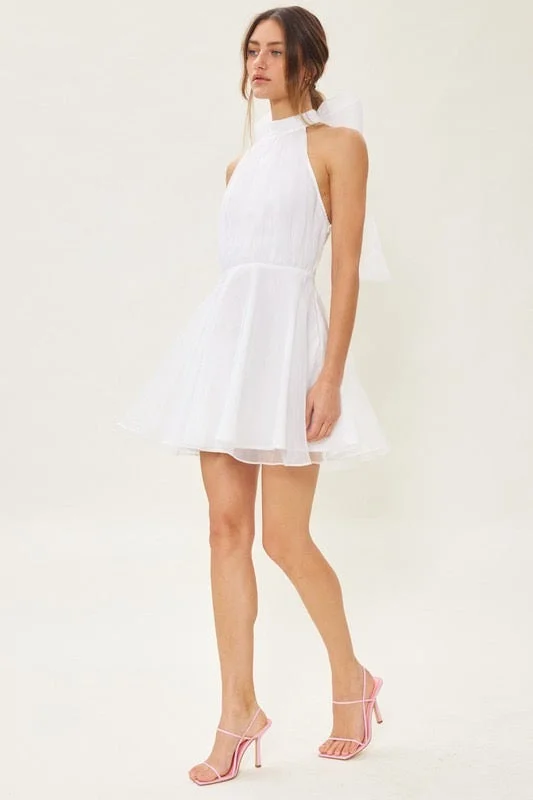 Organza halter mini dress