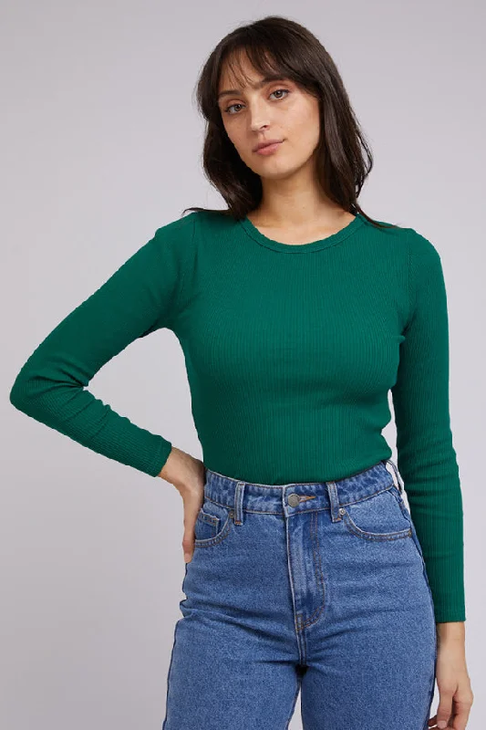 All About Eve Rib Baby Long Sleeve Tee Emerald