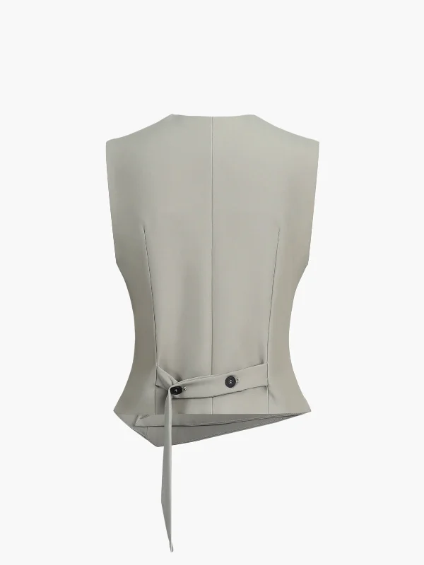 asymmetrical-button-sleeveless-vest