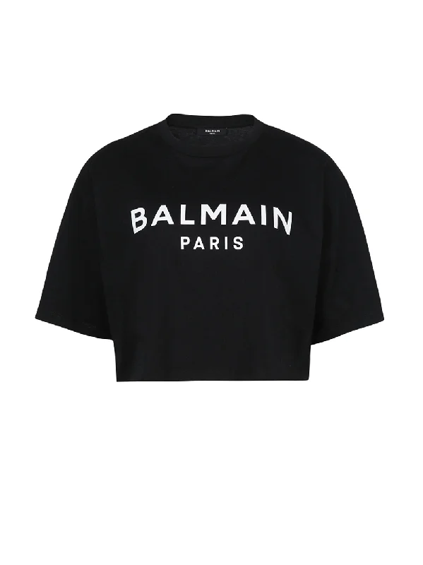 Balmain Print Cropped T-Shirt