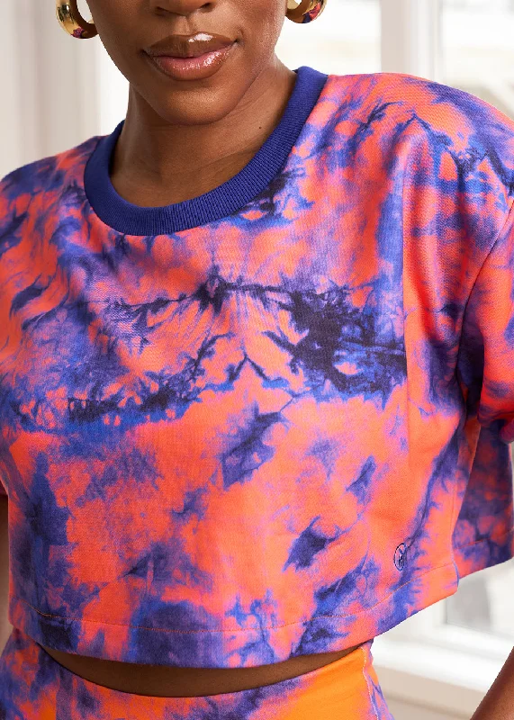 bamba-womens-african-print-cropped-sweatshirt-sunset-tie-dye