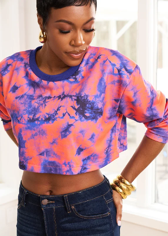 bamba-womens-african-print-cropped-sweatshirt-sunset-tie-dye