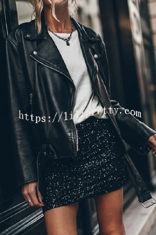 best-item-sequin-side-ruched-elastic-waist-stretch-mini-skirt