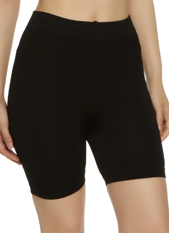 Seamless Waffle Knit Biker Shorts