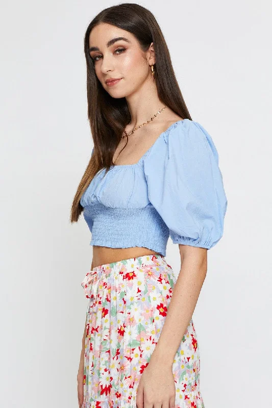 blue-crop-top-short-sleeve-shirred-waist-wc1011-34k