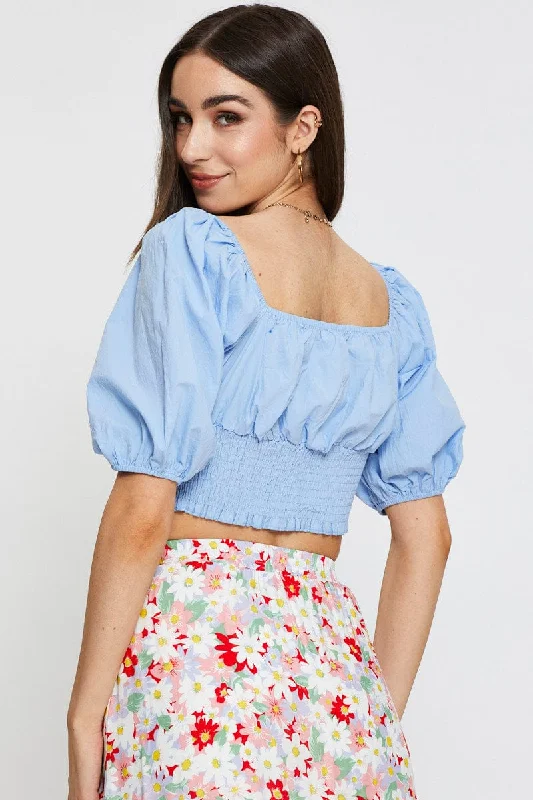 blue-crop-top-short-sleeve-shirred-waist-wc1011-34k