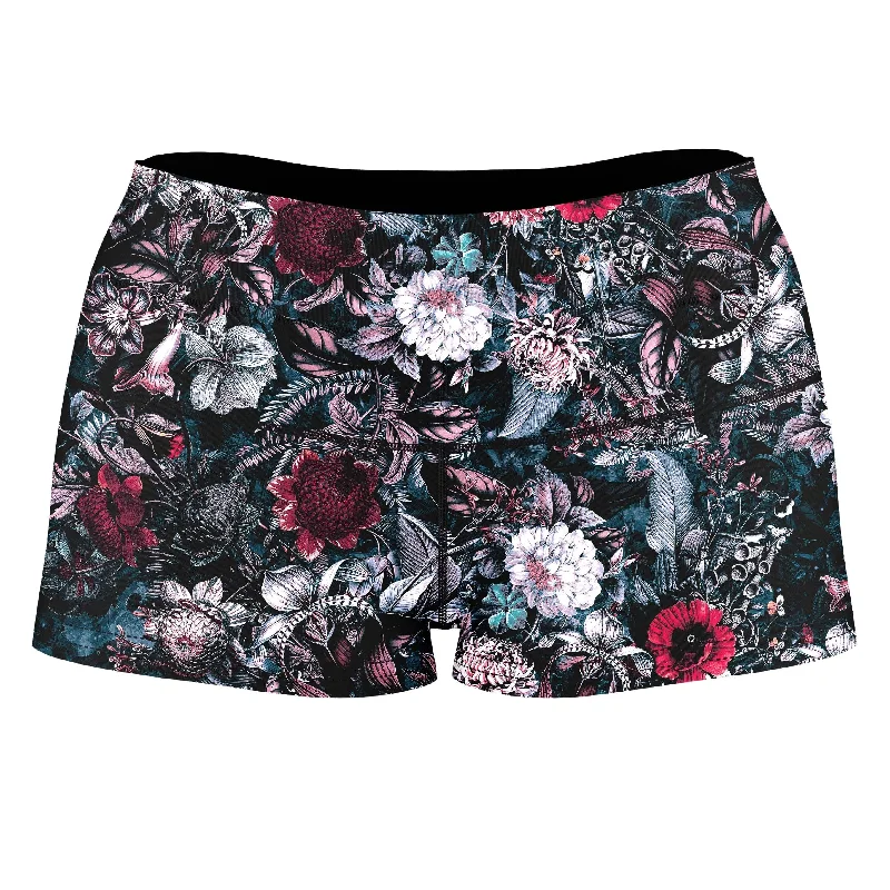 Blue Garden High-Waisted Women's Shorts