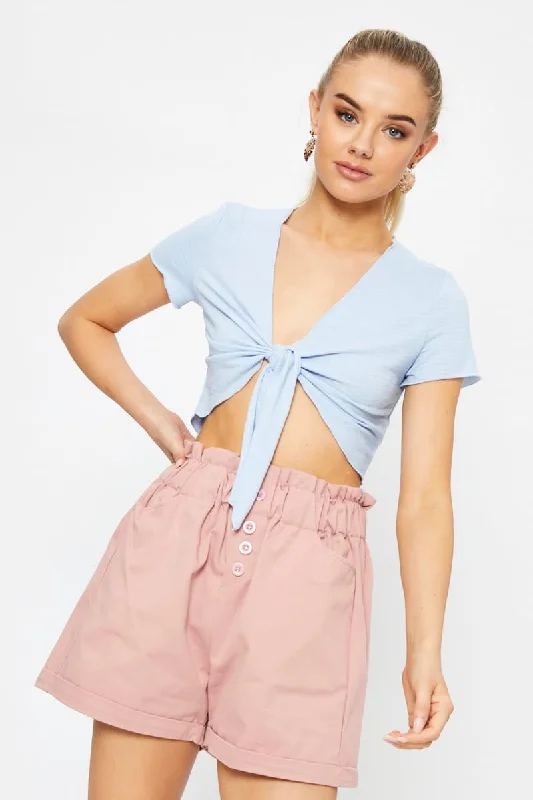 blue-short-sleeve-textured-jersey-knot-front-crop-top-jcc9135-80b