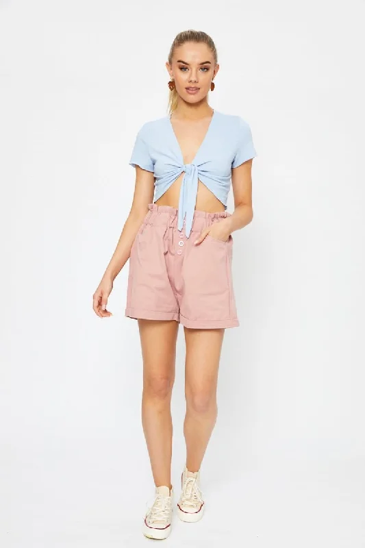 blue-short-sleeve-textured-jersey-knot-front-crop-top-jcc9135-80b