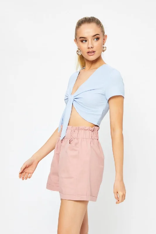 blue-short-sleeve-textured-jersey-knot-front-crop-top-jcc9135-80b