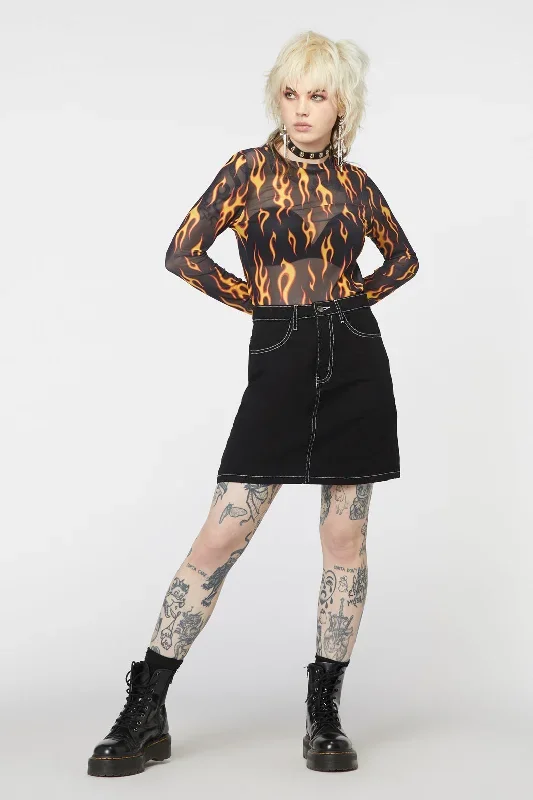 Burn Baby Denim Mini Skirt