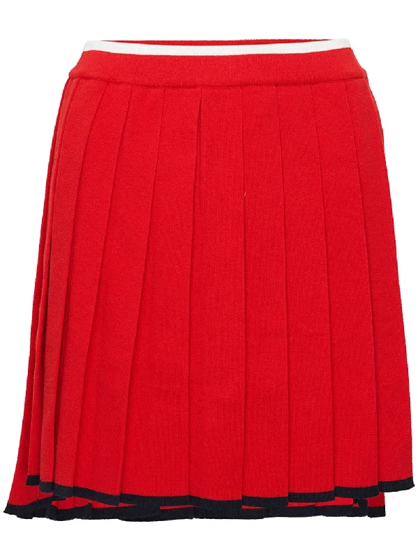 Contrast Tipping Thigh Length Pleated Skirt