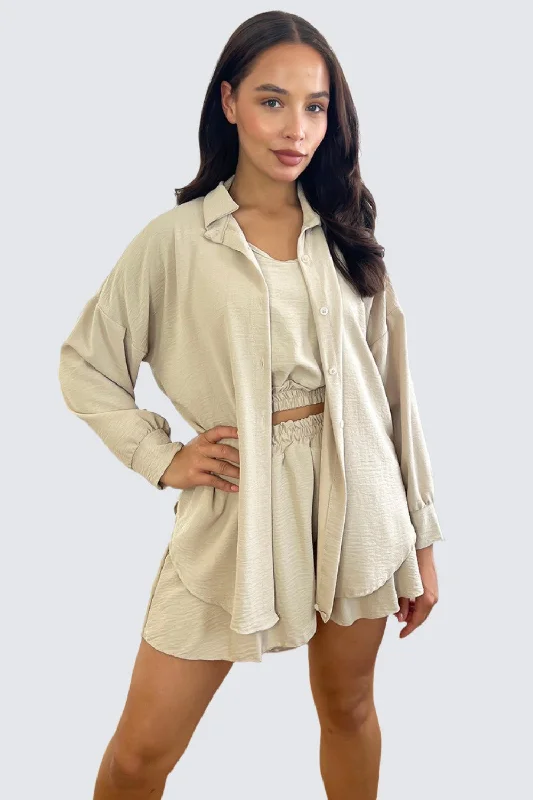 crepe-three-piece-shorts-top-and-shirt-set