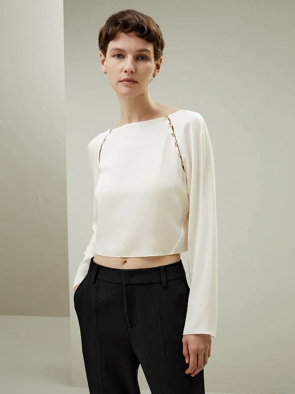 Cropped Pullover Silk Top for Women