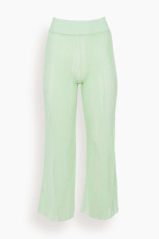 Daisy Organza Sheer Wide Leg Pants in Honeydew