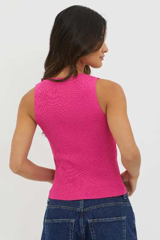 dlila-v-neck-ribbed-knit-top-hot-pink