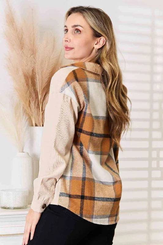 double-take-plaid-print-dropped-shoulder-shirt