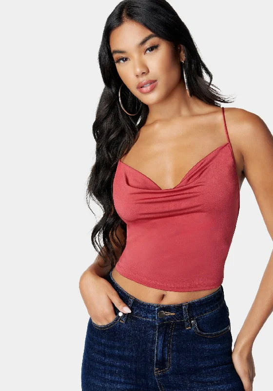 Drape Neck Criss Cross Back Top