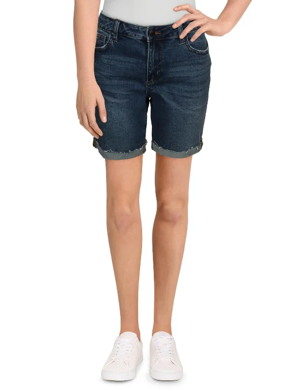 Easy Bermuda  Womens Mid-Rise Frayed Hem Cutoff Shorts